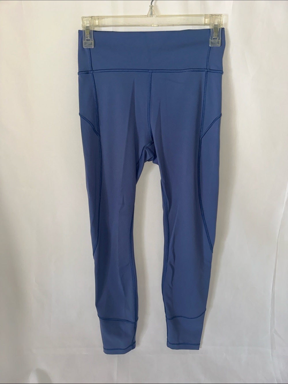 Lululemon Fast & Free High Rise Crop Leggings Blue Size 6 Side Pockets